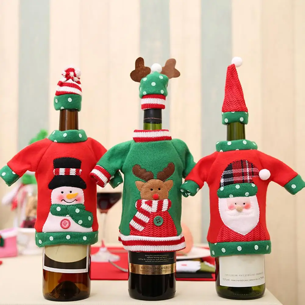 1 Set Bottle Cover Reusable Cartoon Pattern Embroidery Knitted Fabric Christmas Winebottle Dress for Decorating 3 Styles
1 Set Bottle Cover Reusable Cartoon Pattern Embroidery Knitted Fabric Christmas Winebottle Dress for Decorating 3 Styles