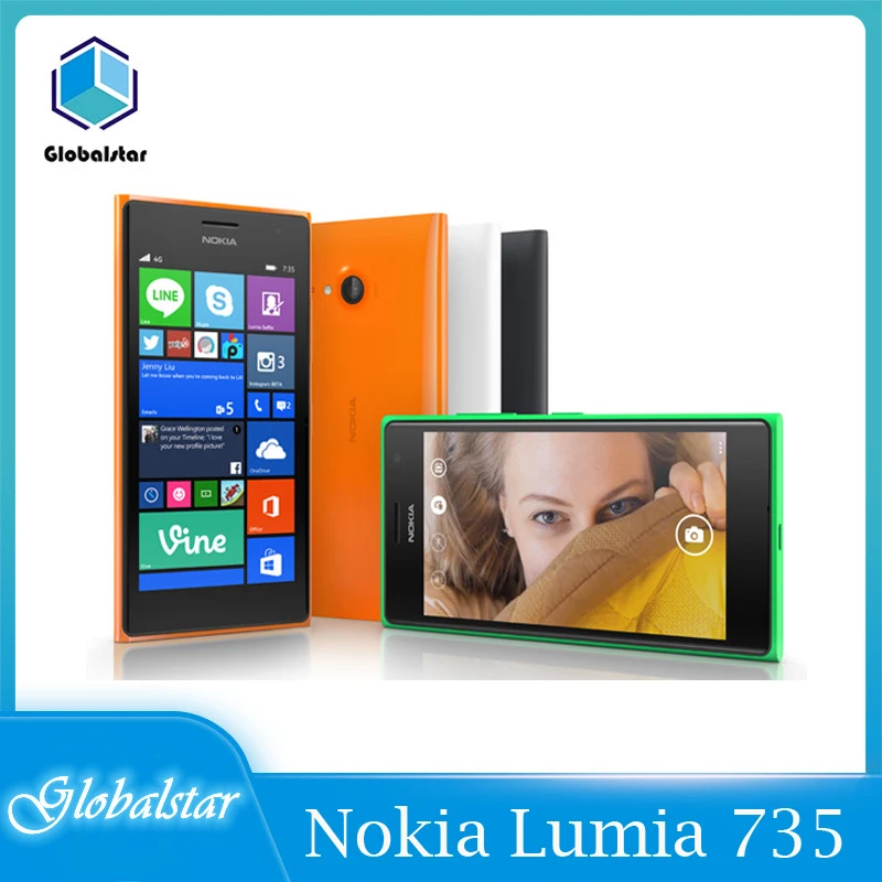 

Nokia Lumia 735 Refurbished Original Unlocked 4.7" 8GB ROM 1GB RAM Quad Core LTE Windows Mobile Phone cell phone Free shipping