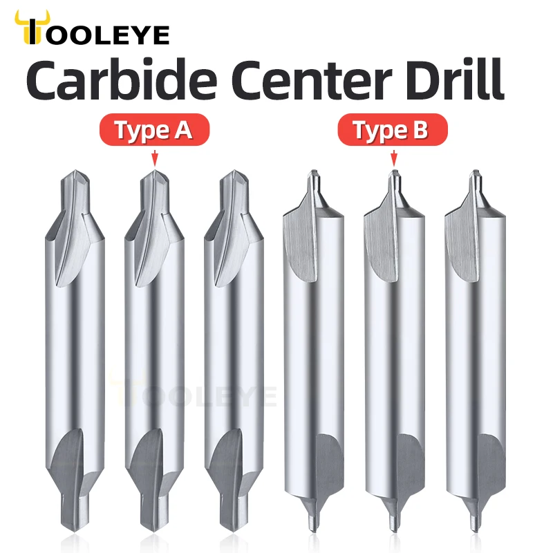 Tooleye Carbide Center Drill Bits 60 Degree Countersinks Angle Metal Drills CNC Hard Metalworking Tungsten Steel Drilling Tools |