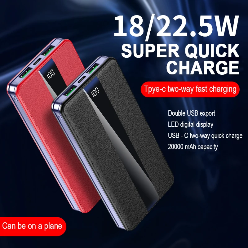 Power Bank 18W / 22.5W Fast Charging 20000mAh Portable Power Bank Battery for iPhone Xiaomi MI Huawei External Battery Charger
Power Bank 18W / 22.5W Fast Charging 20000mAh Portable Power Bank Battery for iPhone Xiaomi MI Huawei External Battery Charger