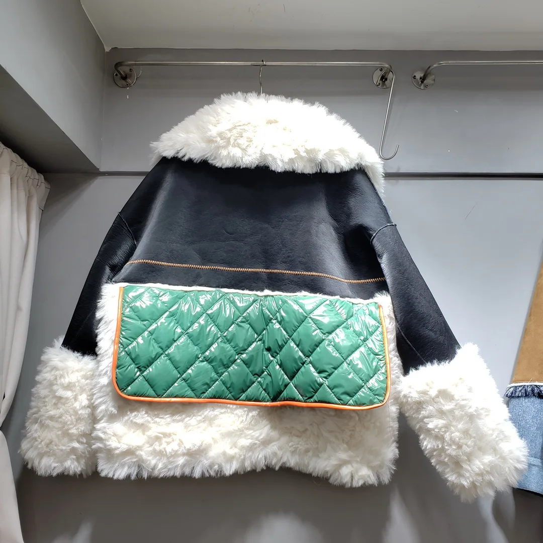 High Quality Fur Women Stilysh Hit Color Thick Frosted Leather Jacket Winter Warm Sheep Wool Coat Streetwear Locomotive Jackets
High Quality Fur Women Stilysh Hit Color Thick Frosted Leather Jacket Winter Warm Sheep Wool Coat Streetwear Locomotive Jackets
