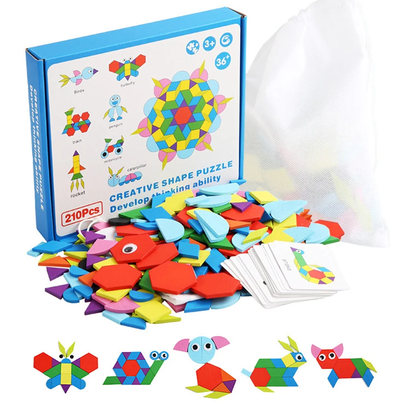 Детские деревянные 3D Пазлы геометрической формы Tangram пазлы для детей