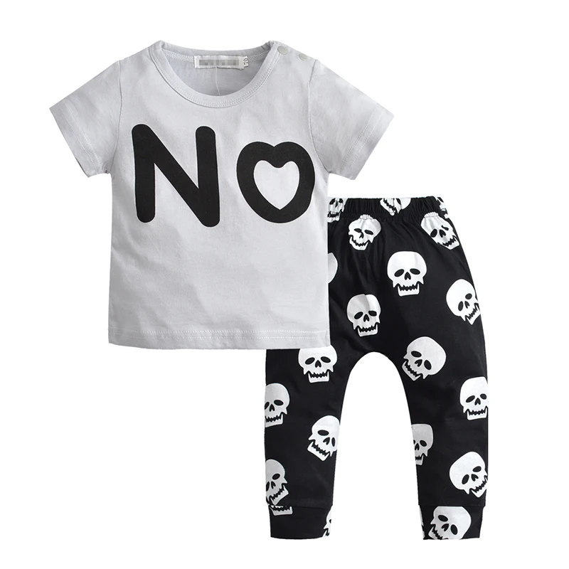 Fashion Baby Boy Toddler Newborn Clothes Set Cotton Letters NO Short Sleeve T-shirt Skull Pants Infant Outfits Kids Clothing
Fashion Baby Boy Toddler Newborn Clothes Set Cotton Letters NO Short Sleeve T-shirt Skull Pants Infant Outfits Kids Clothing