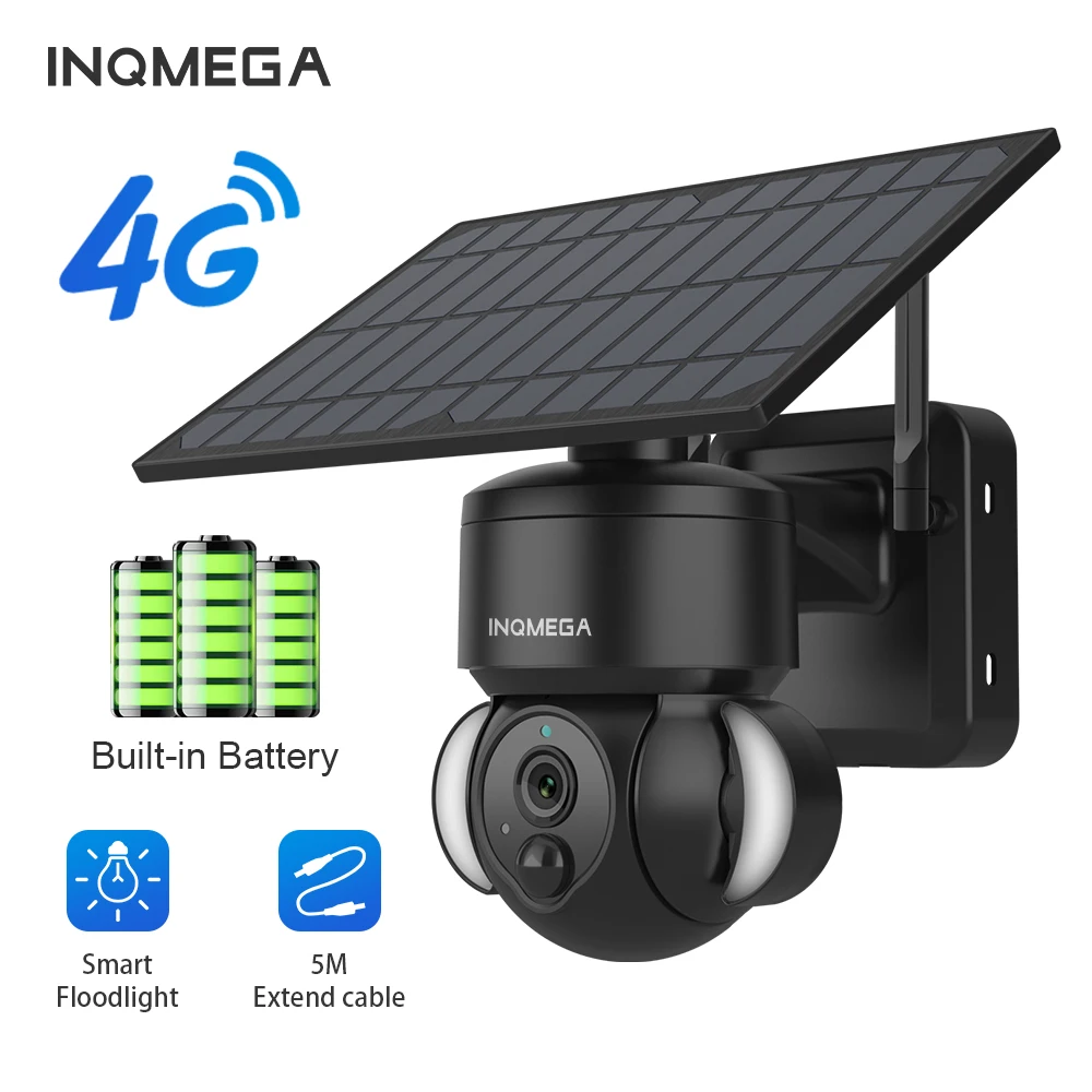 INQMEGA 4G Solar IP WiFi 1080P Camera Wireless Built IN Battery Charge 5M Extend Cable Waterproof Smart Floodlight PTZ camera
INQMEGA 4G Solar IP WiFi 1080P Camera Wireless Built IN Battery Charge 5M Extend Cable Waterproof Smart Floodlight PTZ camera