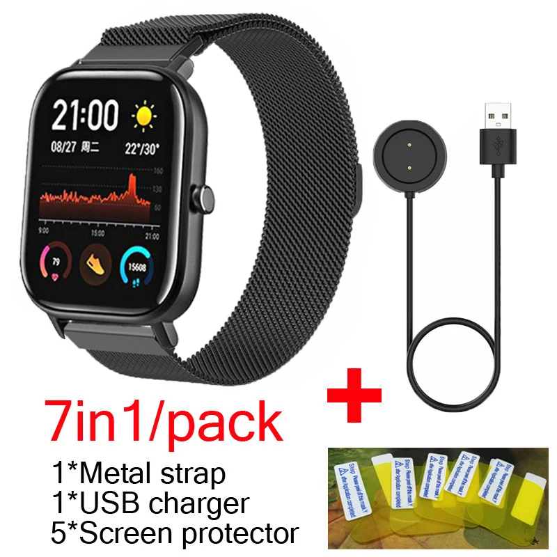 Ремень для huami amazfit GTS ремешок смарт часов металлический Миланский Браслет + USB