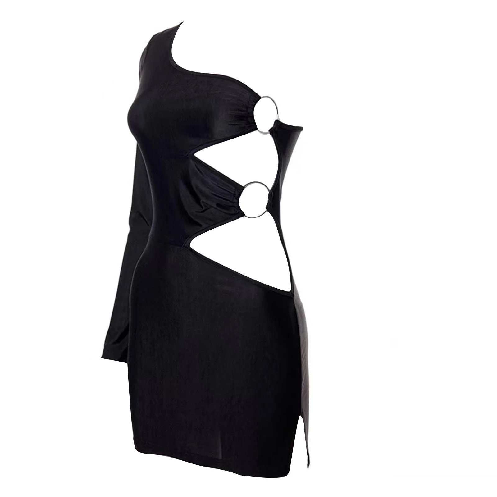 Summer Ladies’s One Shoulder Mini Dress, Long Sleeve Metal Ring Cut Out Bodycon Short Dress for Women 2021
Summer Ladies’s One Shoulder Mini Dress, Long Sleeve Metal Ring Cut Out Bodycon Short Dress for Women 2021