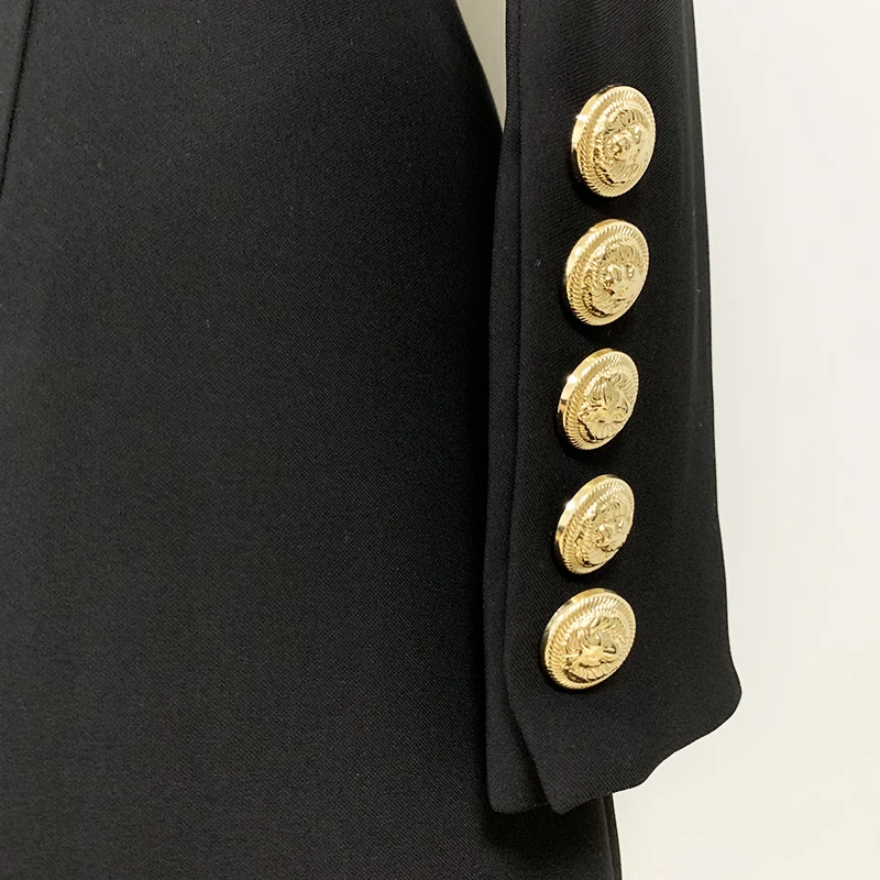 HIGH QUALITY 2021 Newest Designer Dress Women's Long Sleeve V-neck Lion Buttons Embellished Wrap Dress
HIGH QUALITY 2021 Newest Designer Dress Women's Long Sleeve V-neck Lion Buttons Embellished Wrap Dress