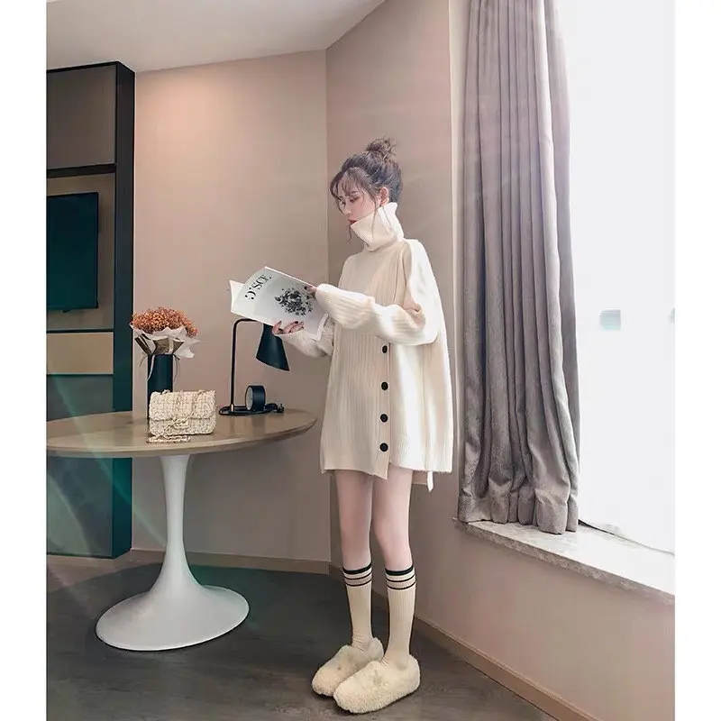 New High Neck Solid Fashion Korean Female Winter Sweater Shirt,Loose Mid Long Irregular High Class Knitted Sweater
New High Neck Solid Fashion Korean Female Winter Sweater Shirt,Loose Mid Long Irregular High Class Knitted Sweater