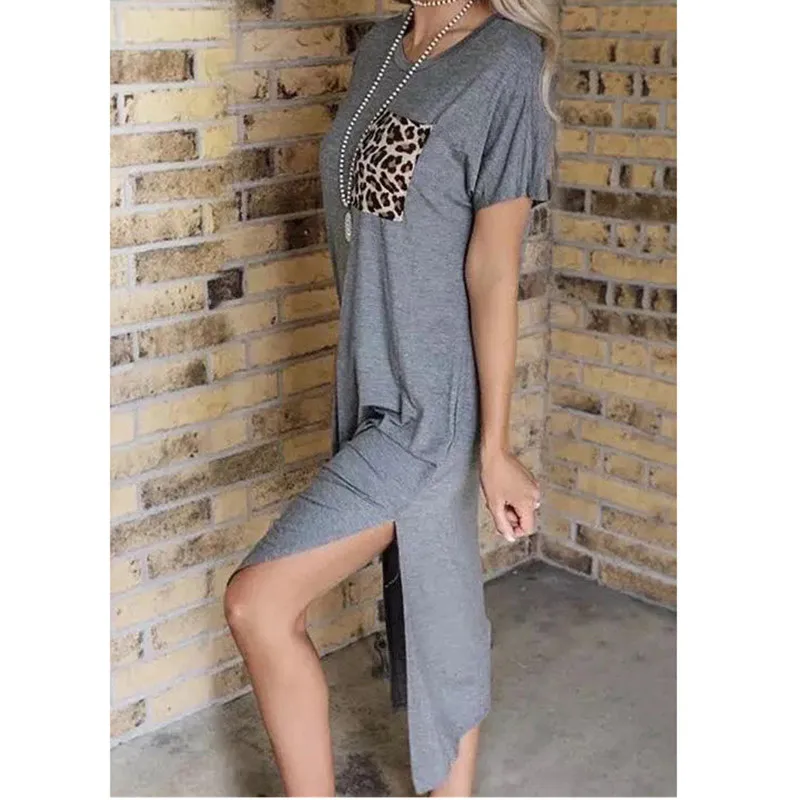 Short Sleeve Women Dresses Leopard Pockets Patchwork Casual Dress Summer Wine Red Loose Mid-Calf Split Dress Female O-Neck Dress
Short Sleeve Women Dresses Leopard Pockets Patchwork Casual Dress Summer Wine Red Loose Mid-Calf Split Dress Female O-Neck Dress