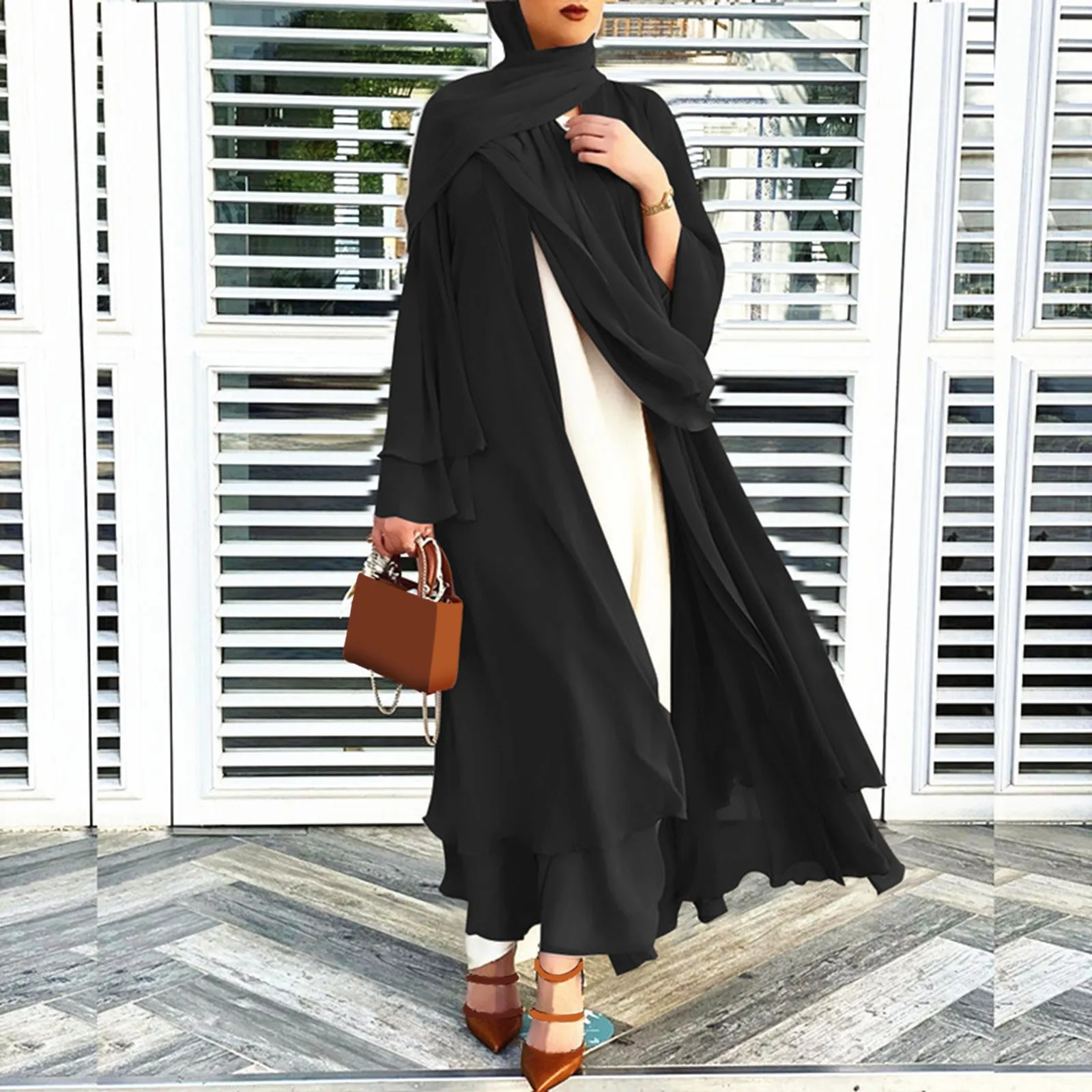 Solid Open Abaya Kimono Dubai Turkey Kaftan Muslim Cardigan Abayas Dresses For Women Soft Elegant Chiffon Loose Long Cardigan 
Solid Open Abaya Kimono Dubai Turkey Kaftan Muslim Cardigan Abayas Dresses For Women Soft Elegant Chiffon Loose Long Cardigan