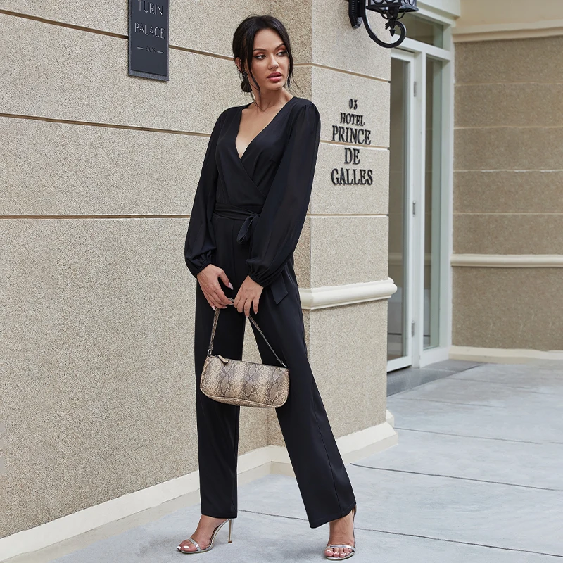 Elegant Women Jumpsuit Long Sleeve Deep V-Neck Sexy Belted High Waist Office Lady Slim Straight Trousers Chic Outfits 2021
Elegant Women Jumpsuit Long Sleeve Deep V-Neck Sexy Belted High Waist Office Lady Slim Straight Trousers Chic Outfits 2021
