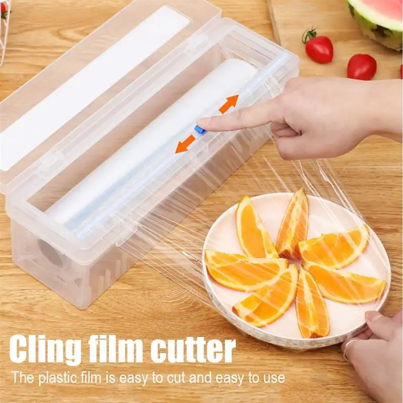 Plastic Food Wrap Dispenser with Slide Cutter Adjustable Cling Film Cutter Preservation Foil Storage Box with Suction Bottom
Plastic Food Wrap Dispenser with Slide Cutter Adjustable Cling Film Cutter Preservation Foil Storage Box with Suction Bottom