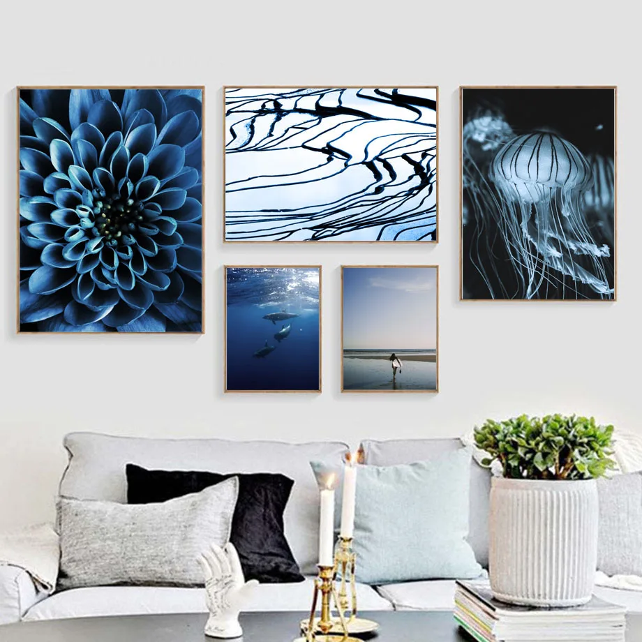 Wall Art Canvas Painting Blue Sea Jellyfish Dolphin Flower Surf Girl Nordic Posters And Prints Wall Pictures For Living Room
Wall Art Canvas Painting Blue Sea Jellyfish Dolphin Flower Surf Girl Nordic Posters And Prints Wall Pictures For Living Room