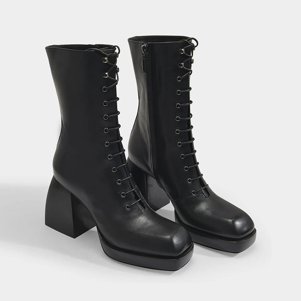 MUMANI Womans Ankle Boots Square heel Lace Up Motorcycle Boots Casual Martin Boots Black Winter Warm Square Toe Platform Shoes
MUMANI Womans Ankle Boots Square heel Lace Up Motorcycle Boots Casual Martin Boots Black Winter Warm Square Toe Platform Shoes