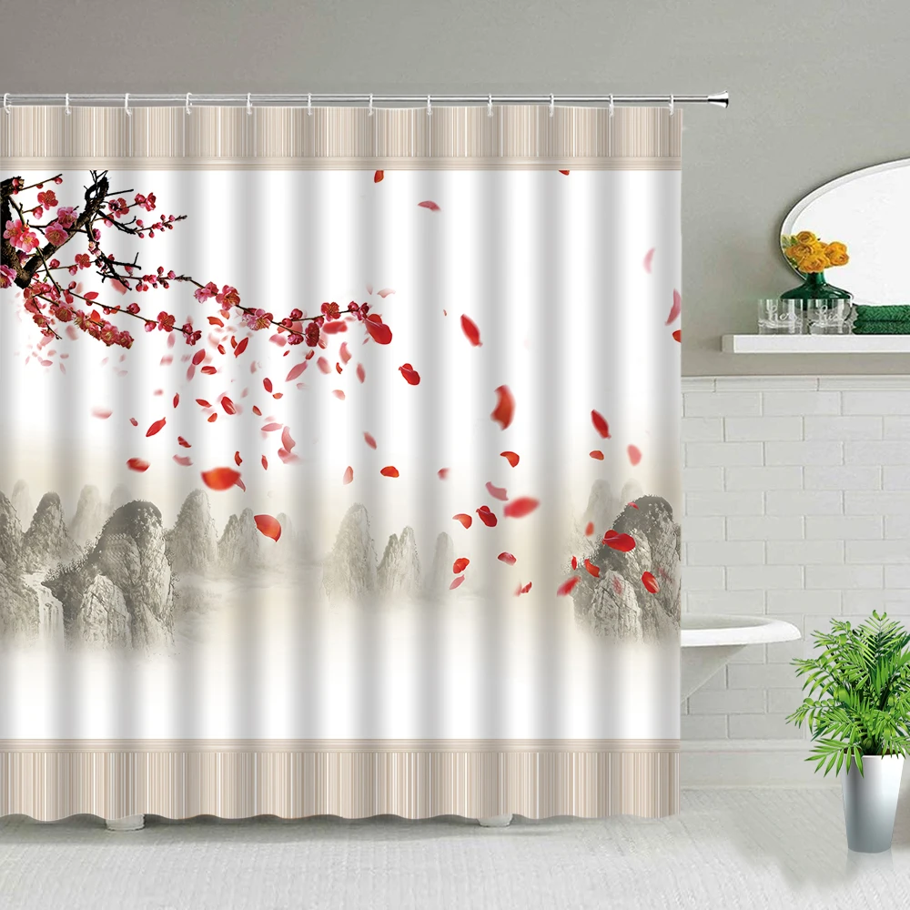 Chinese Style Landscape Shower Curtains Forest Flower Bird Ocean Scenery Waterproof Bathroom Decor Home Bathtub Bath Curtain Set 
Chinese Style Landscape Shower Curtains Forest Flower Bird Ocean Scenery Waterproof Bathroom Decor Home Bathtub Bath Curtain Set