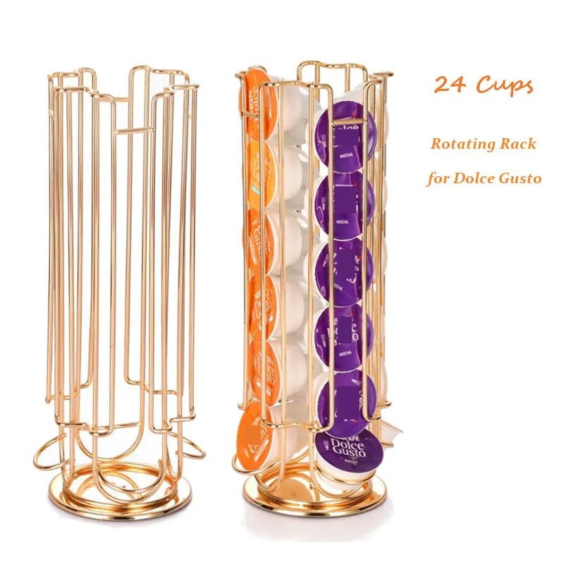 24 Cups Coffee Holder Rotating Rack Coffee Capsule Metal Stand for Dolce Gusto Capsules Storage Shelve Organizer Holder Gold
24 Cups Coffee Holder Rotating Rack Coffee Capsule Metal Stand for Dolce Gusto Capsules Storage Shelve Organizer Holder Gold