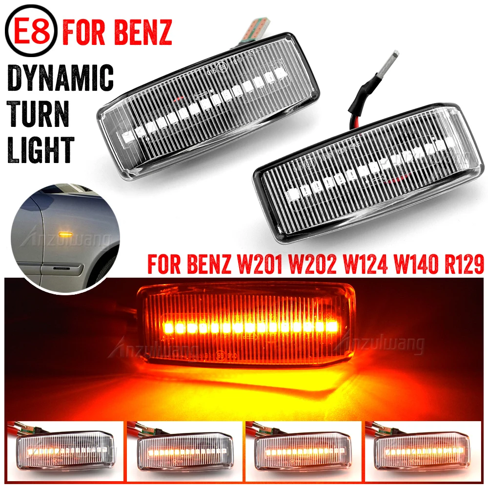 

2x LED Water Flowing Turn Signal Dynamic Indicato Light For Mercedes Benz C-Class W201 W202 W124 W140 R129 Auto Accessories