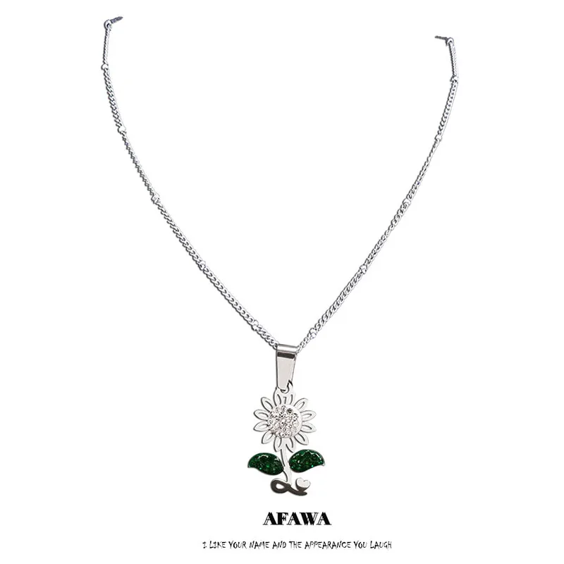 Stainless Steel Green White Crystal Sun Flower Charm Necklaces Women Silver Color Necklaces Small Jewelry girasol N4903S01
Stainless Steel Green White Crystal Sun Flower Charm Necklaces Women Silver Color Necklaces Small Jewelry girasol N4903S01