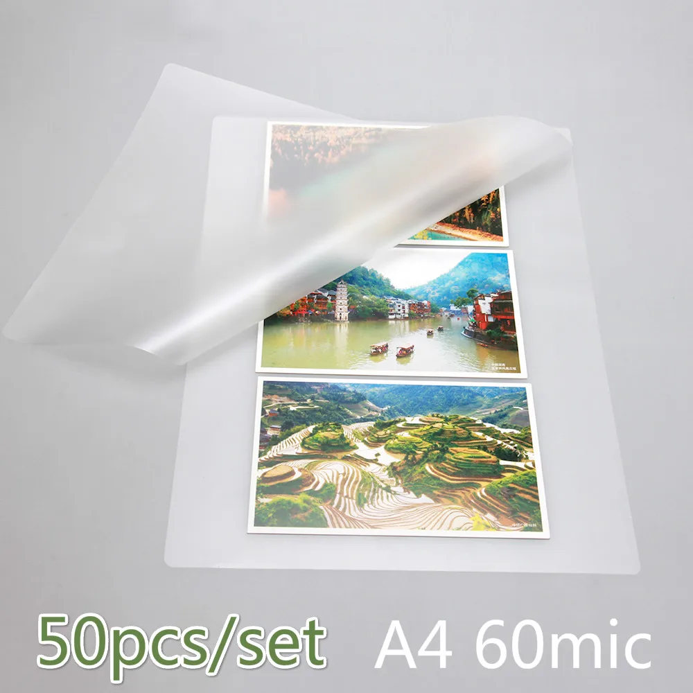 50PCS/lot 60 Mic A4 Thermal Laminating Film PET for Photo/Files/Card/Picture Lamination Roll Hot Cold Packs Laminator Paper
50PCS/lot 60 Mic A4 Thermal Laminating Film PET for Photo/Files/Card/Picture Lamination Roll Hot Cold Packs Laminator Paper