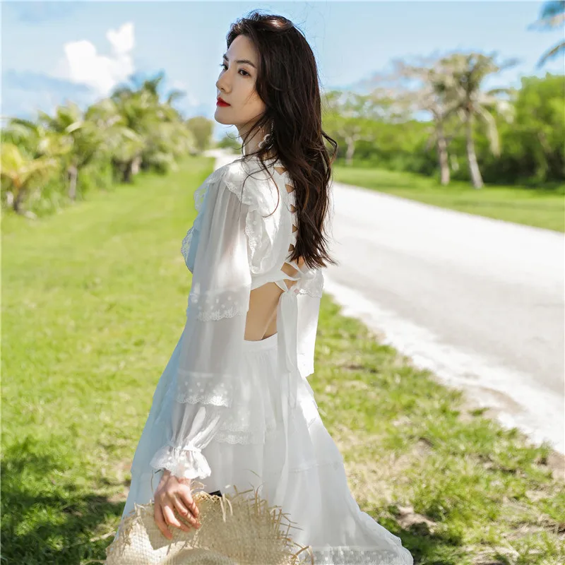 Autumn Vacation Beach Dress Women Designer Sexy Bandage Hollow Out Backless Dresses Autumn Solid Aline Lace Sexy Sleeve Vestidos
Autumn Vacation Beach Dress Women Designer Sexy Bandage Hollow Out Backless Dresses Autumn Solid Aline Lace Sexy Sleeve Vestidos