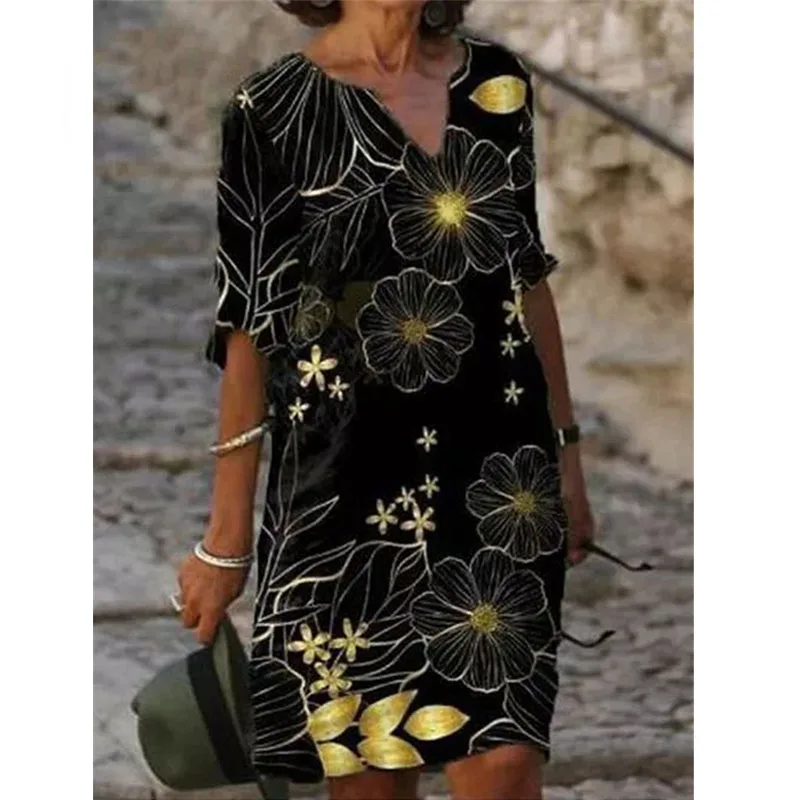 hot Women's Half Sleeved V Neck Printed Loose Dress Fashion Casual Vintage Spring Autumn Plus Size Beach Dresses Vestidos
hot Women's Half Sleeved V Neck Printed Loose Dress Fashion Casual Vintage Spring Autumn Plus Size Beach Dresses Vestidos