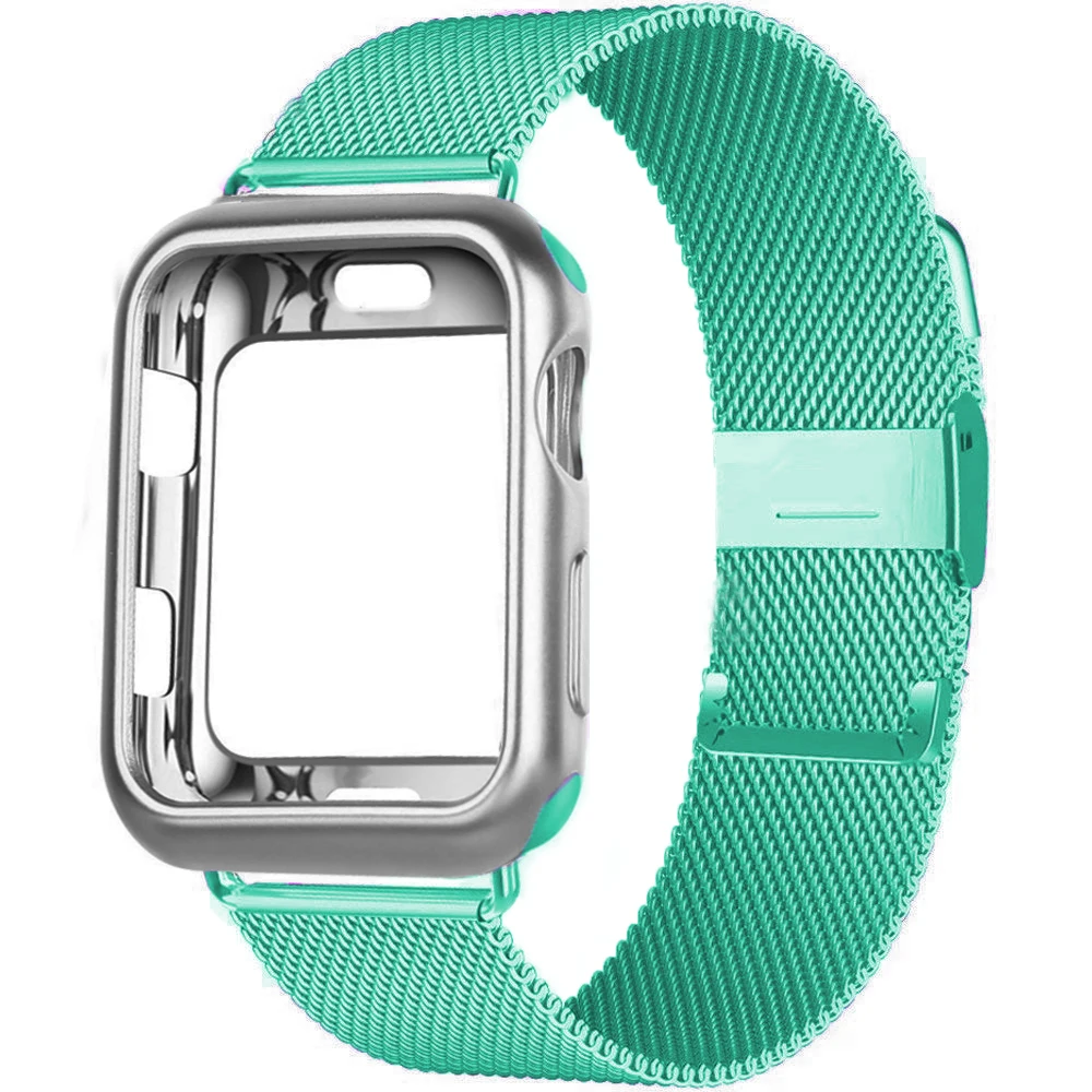Чехол с магнитной петлей + ремешок для apple watch band 44 мм 40 42 41 45 38 металлический
