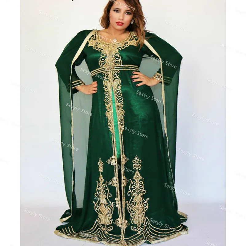Luxury Green Dubai Prom Dresses With Caped Ancient Original Kaftan Abaya Evening Dress With Beaded Long Sleeve Formal Party Gown
Luxury Green Dubai Prom Dresses With Caped Ancient Original Kaftan Abaya Evening Dress With Beaded Long Sleeve Formal Party Gown