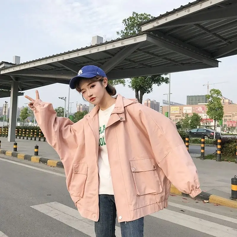 2021 Spring And Autumn New Korean Loose Large Casual Big Pocket Baseball Jacket Student Harajuku Women's Short Coatchaquetas
2021 Spring And Autumn New Korean Loose Large Casual Big Pocket Baseball Jacket Student Harajuku Women's Short Coatchaquetas