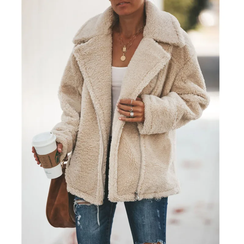 autumn and winter fashion zipper long sleeve Solid color Turn-down Collar polar fleece coat temperament wm*
autumn and winter fashion zipper long sleeve Solid color Turn-down Collar polar fleece coat temperament wm*