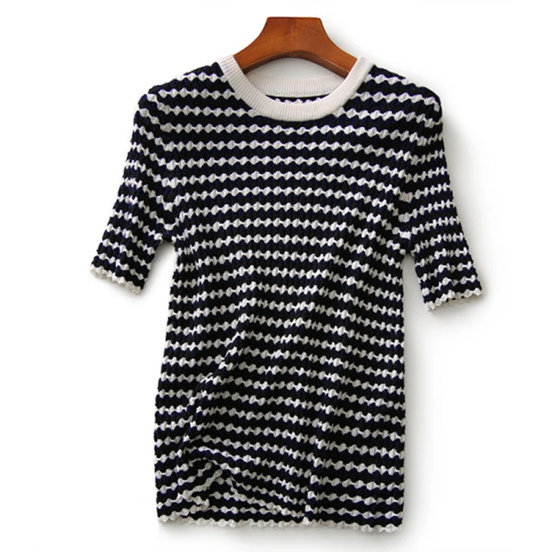 Women O-Neck Knitted Shirt 2021 New Spring Summer Striped Sweater Blouse Female Casual Short Sleeve Twist Knit Pullovers AIYANGA
Women O-Neck Knitted Shirt 2021 New Spring Summer Striped Sweater Blouse Female Casual Short Sleeve Twist Knit Pullovers AIYANGA