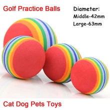 2pcs/pack Diameter 63mm Big Golf Balls cat dog puppy pets chew ball golf practice soft rainbow toys new tennis balls 9g/pcs golf