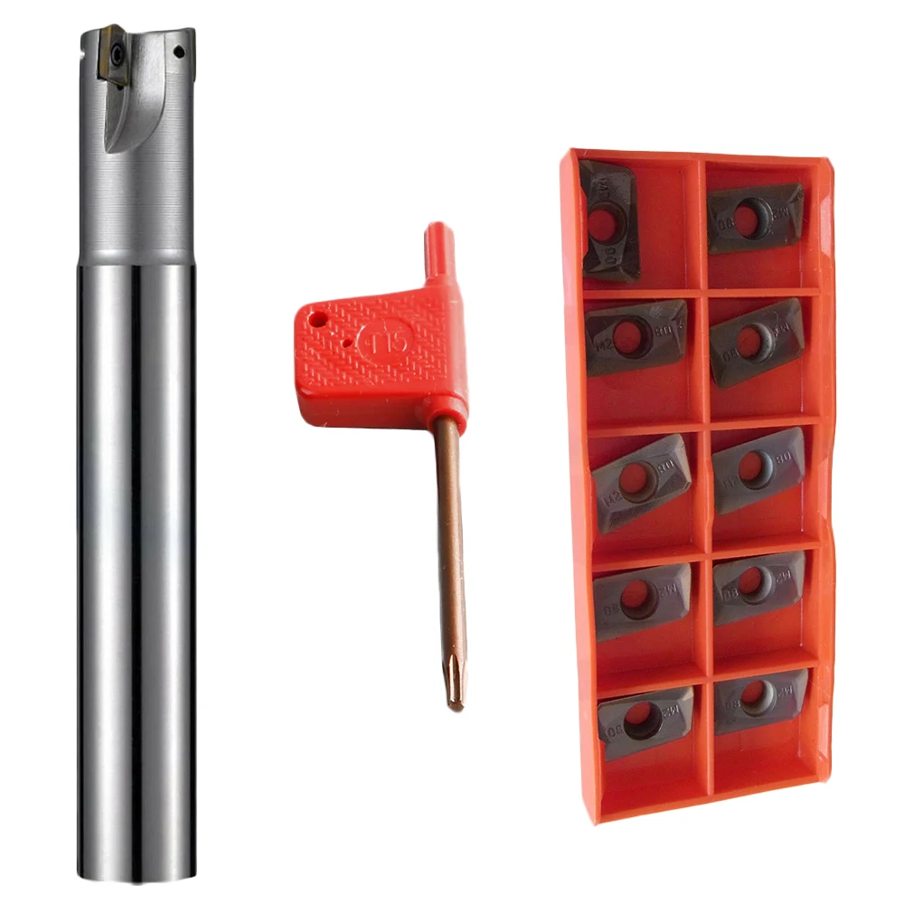 10*Carbide Inserts+1*Milling Cutter+1*Wrench D25mm 90 Degree 2F Indexable Face End Mill APMT1604 Carbide Insert
10*Carbide Inserts+1*Milling Cutter+1*Wrench D25mm 90 Degree 2F Indexable Face End Mill APMT1604 Carbide Insert