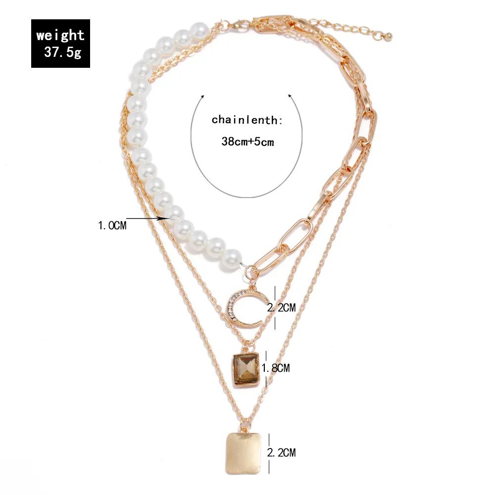 New Style Female Popular Personality European and American Fashion Wild Pearl Moon Pendant Tassel Multilayer Necklace
New Style Female Popular Personality European and American Fashion Wild Pearl Moon Pendant Tassel Multilayer Necklace