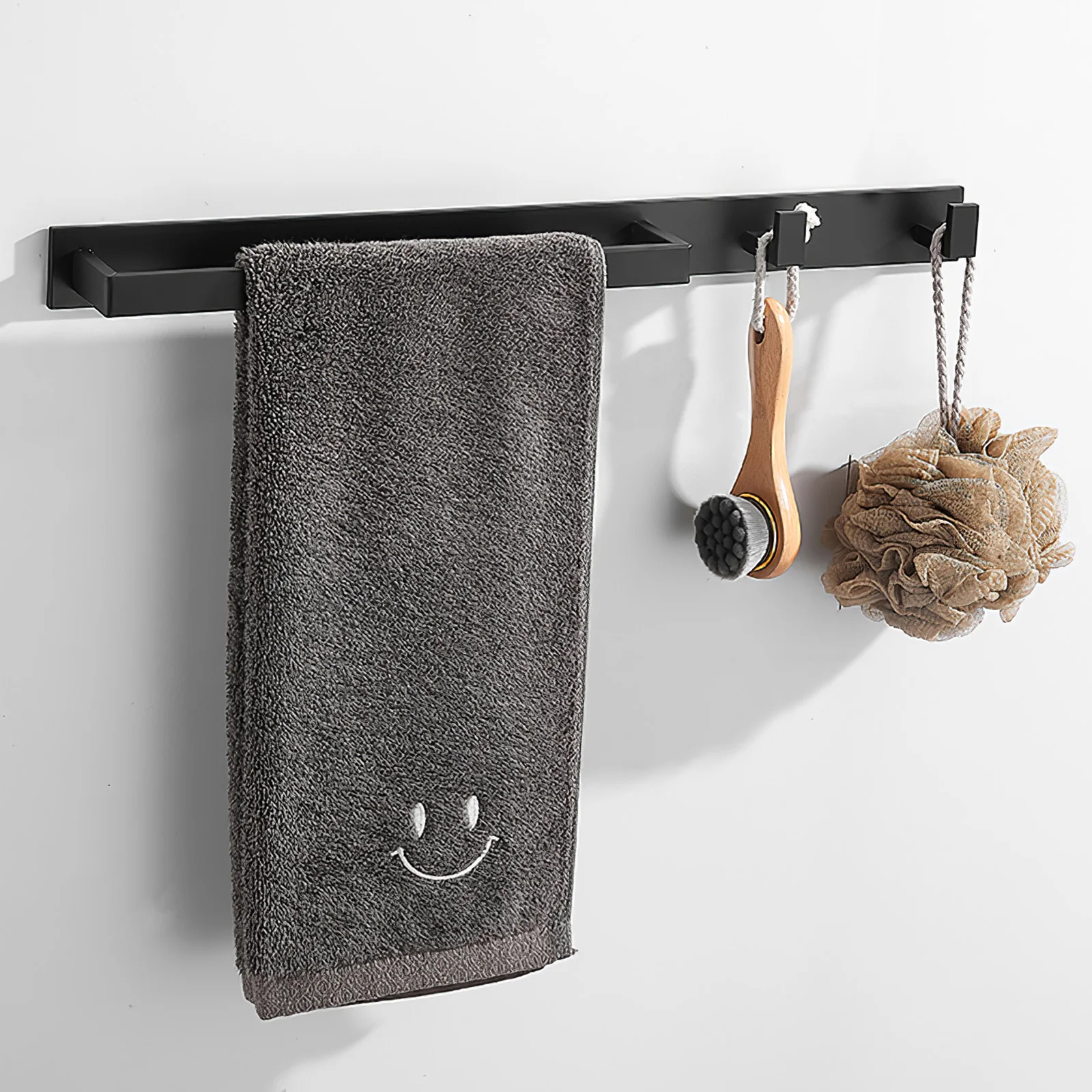 Waterproof Towel Rack Black Wall Mounted Towel Rack Towel Holder Space Aluminum Bathroom Duty Towel Organizer Shelf with 2 Hooks
Waterproof Towel Rack Black Wall Mounted Towel Rack Towel Holder Space Aluminum Bathroom Duty Towel Organizer Shelf with 2 Hooks