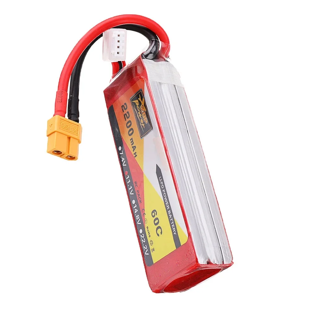 

ZOP Power 11.1V 2200mAh 60C 3S Lipo Battery XT60 Plug for RC Quadcopter