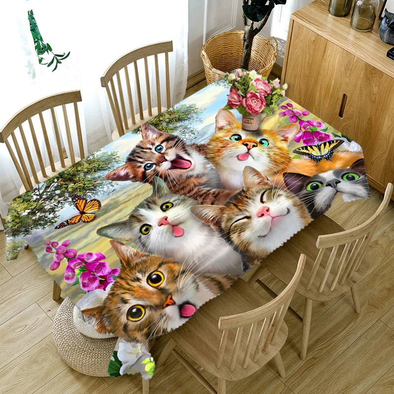 Customizable 3D Tablecloth Cute Cats Family Pattern Washable Cloth Thicken Rectangular and Round Table Cloth for Wedding
Customizable 3D Tablecloth Cute Cats Family Pattern Washable Cloth Thicken Rectangular and Round Table Cloth for Wedding