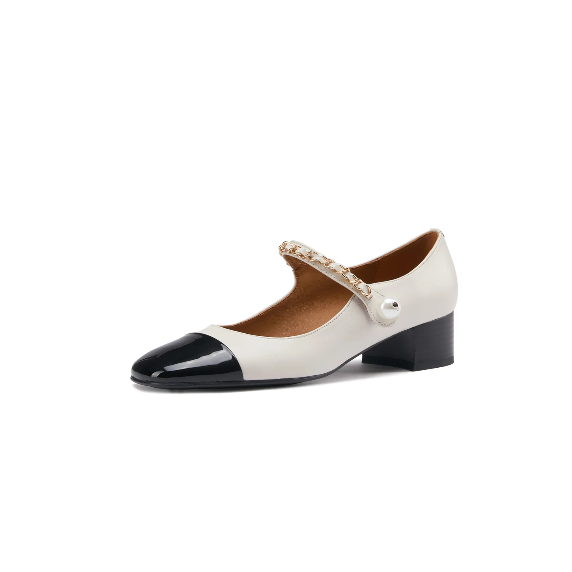 French style elegant 2021 spring new style lady's bold style medium heel color matching single shoes pearl chain Mary Jane shoes
French style elegant 2021 spring new style lady's bold style medium heel color matching single shoes pearl chain Mary Jane shoes