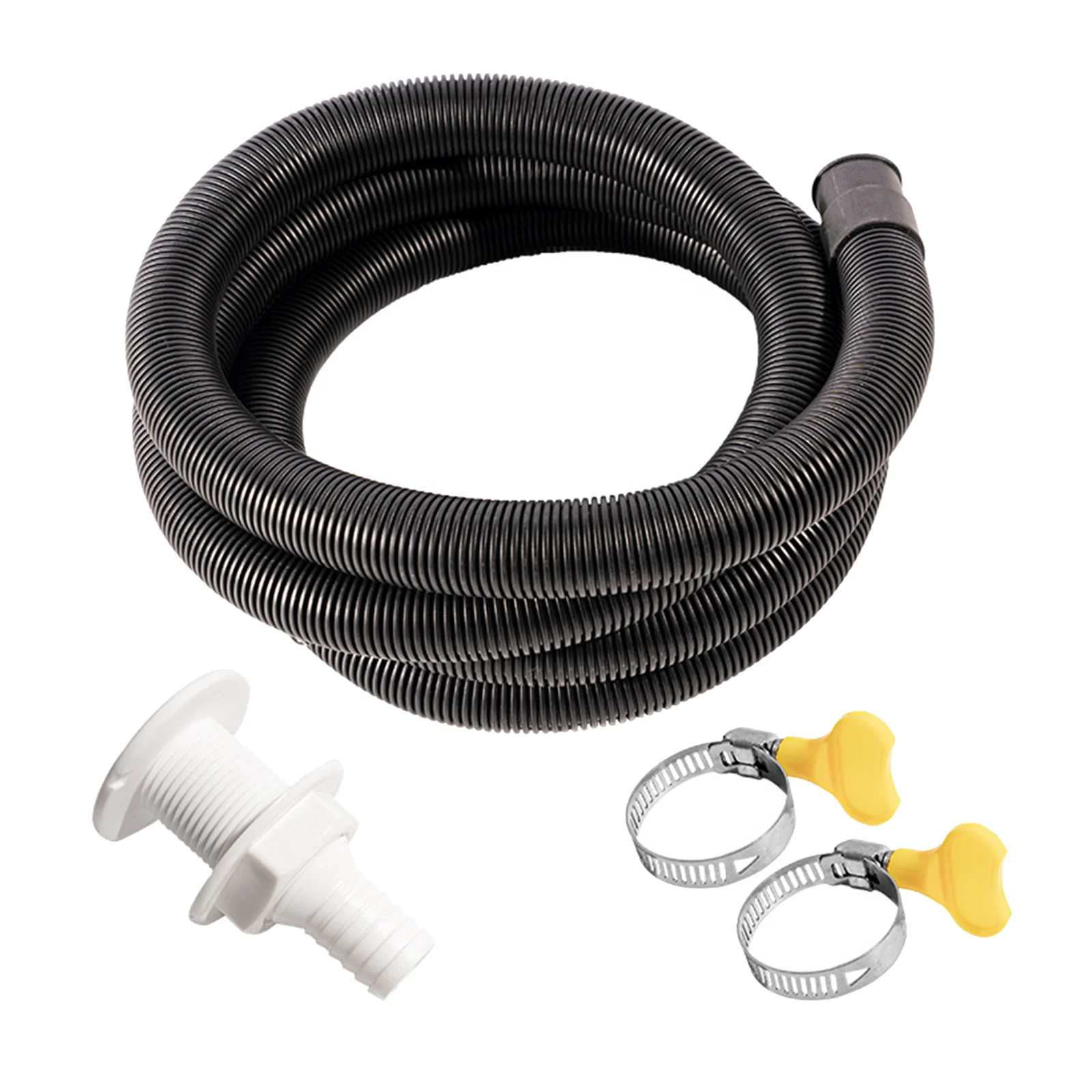 Bilge Pump Hose Installation Kit 6.6 FT Hose Plumbing Kit Includes 2 Hose Clamps and Thru-Hull Fitting for 3/4 Inch Outlets
Bilge Pump Hose Installation Kit 6.6 FT Hose Plumbing Kit Includes 2 Hose Clamps and Thru-Hull Fitting for 3/4 Inch Outlets