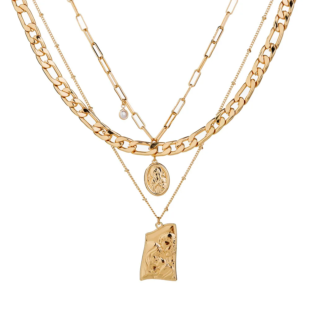 European and American Hot Jewelry Heavy Metal Texture Buddha Head Relief Pendant Necklace Sweater Chain Women's Multi-layer
European and American Hot Jewelry Heavy Metal Texture Buddha Head Relief Pendant Necklace Sweater Chain Women's Multi-layer