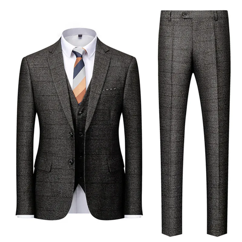 Dark Gray Tweed Plaid Notch Lapel Single Breasted Suit For Men 2022 New Fashion Slim Fit Wedding Formal Business Casual Wear 3Pc
Dark Gray Tweed Plaid Notch Lapel Single Breasted Suit For Men 2022 New Fashion Slim Fit Wedding Formal Business Casual Wear 3Pc