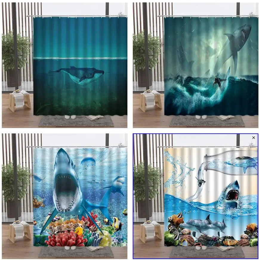 Ferocious Shark Shower Curtain Underwater World Animal Whale Polyester Bathroom Accessories Set Home Decor Cheap With Hook
Ferocious Shark Shower Curtain Underwater World Animal Whale Polyester Bathroom Accessories Set Home Decor Cheap With Hook