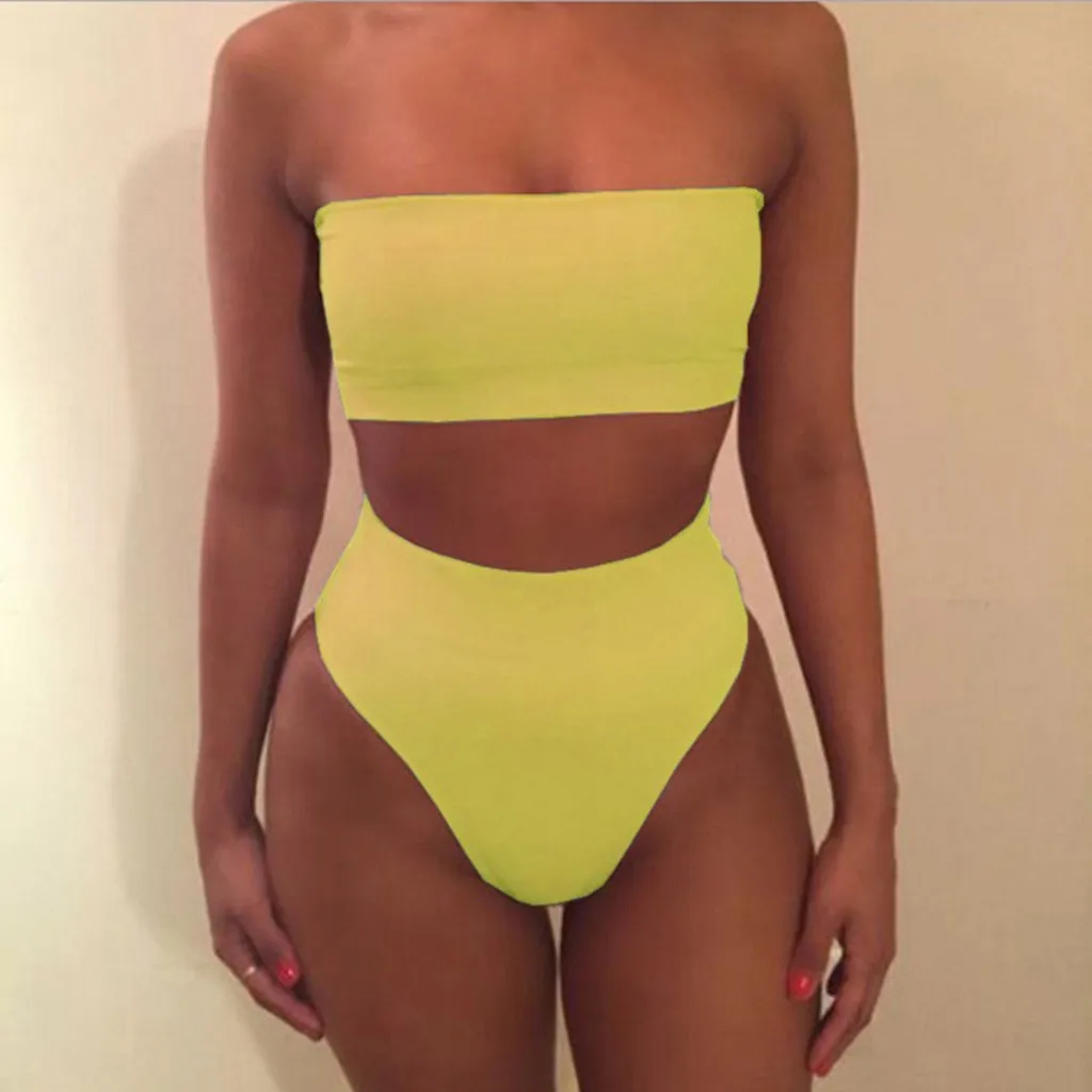 Women Sexy Bikini Set Off Shoulder Wrapped Chest Solid Color Push Up Pad Beachwear Swimwear Swimsuit Bandage bikinis 2020 mujer
Women Sexy Bikini Set Off Shoulder Wrapped Chest Solid Color Push Up Pad Beachwear Swimwear Swimsuit Bandage bikinis 2020 mujer