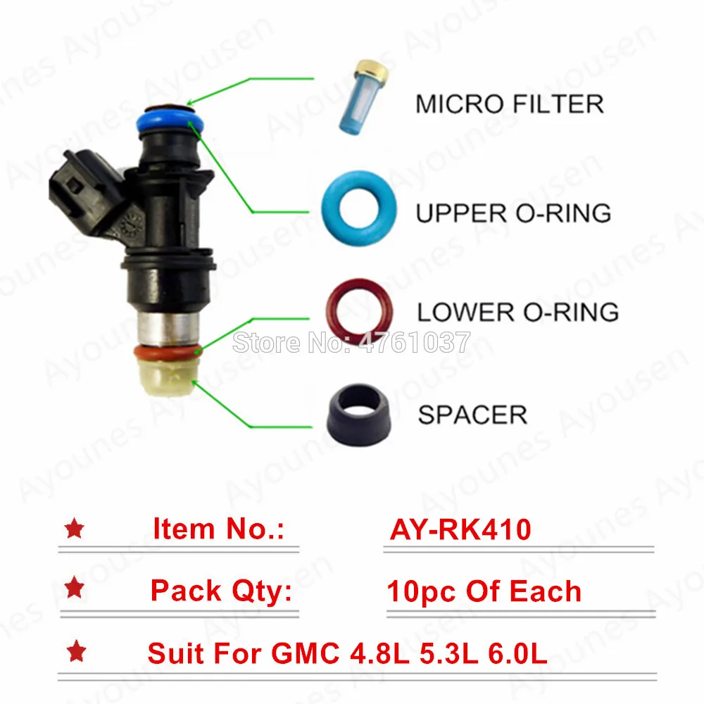 Fuel Injector Repair Kits 10 sets Free shipping For G-MC Chevrolet Cadillac 4.8L 5.3L 6.0L 09-10 (AY-RK410 AY-RK411)
Fuel Injector Repair Kits 10 sets Free shipping For G-MC Chevrolet Cadillac 4.8L 5.3L 6.0L 09-10 (AY-RK410 AY-RK411)