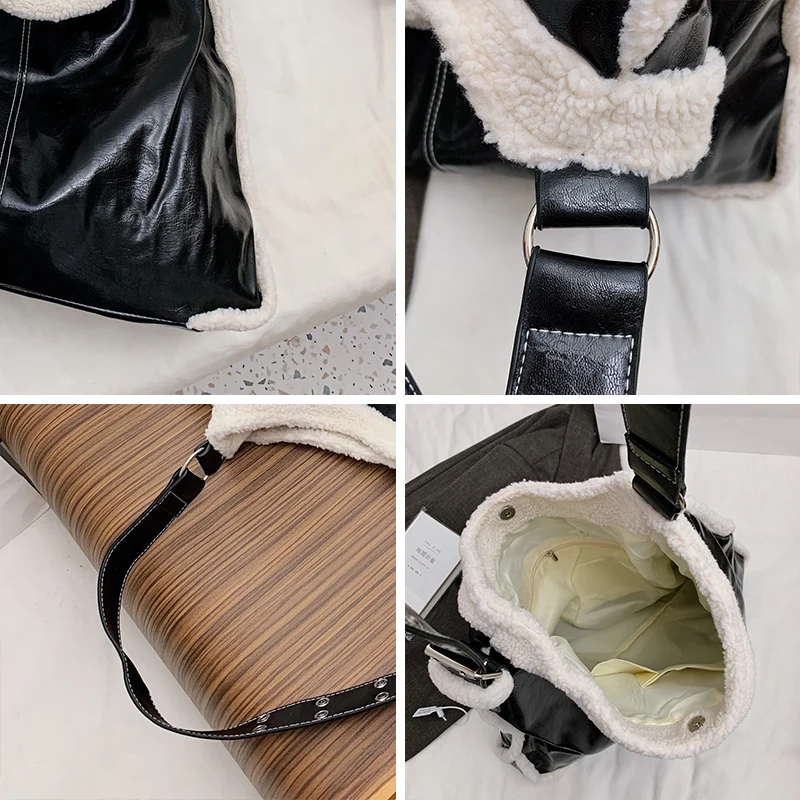 JIEROTYX Fashion Fur Large Capacity Shoulder Tote Bag For Women New Trendy Shopping Bag For Groceries Black Leather PU Hobos
JIEROTYX Fashion Fur Large Capacity Shoulder Tote Bag For Women New Trendy Shopping Bag For Groceries Black Leather PU Hobos