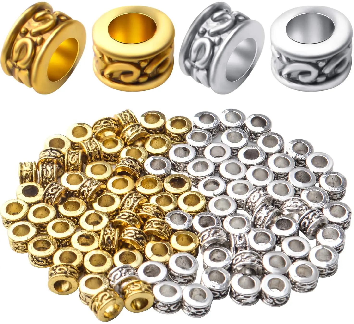 100pcs Alloy Tube Spacer Beads Tibetan Column Rondelle Spacer Loose Beads for Bracelet Necklace Jewelry Making Crafts Supplies
100pcs Alloy Tube Spacer Beads Tibetan Column Rondelle Spacer Loose Beads for Bracelet Necklace Jewelry Making Crafts Supplies