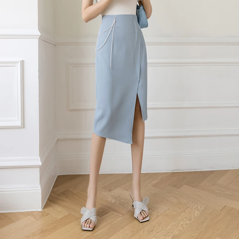 Women Spring Summer Elegant Beading Chain Package Hip Skirts New Fashion High Waist Irregular Slit Office Lady Midi Long Skirt
Women Spring Summer Elegant Beading Chain Package Hip Skirts New Fashion High Waist Irregular Slit Office Lady Midi Long Skirt