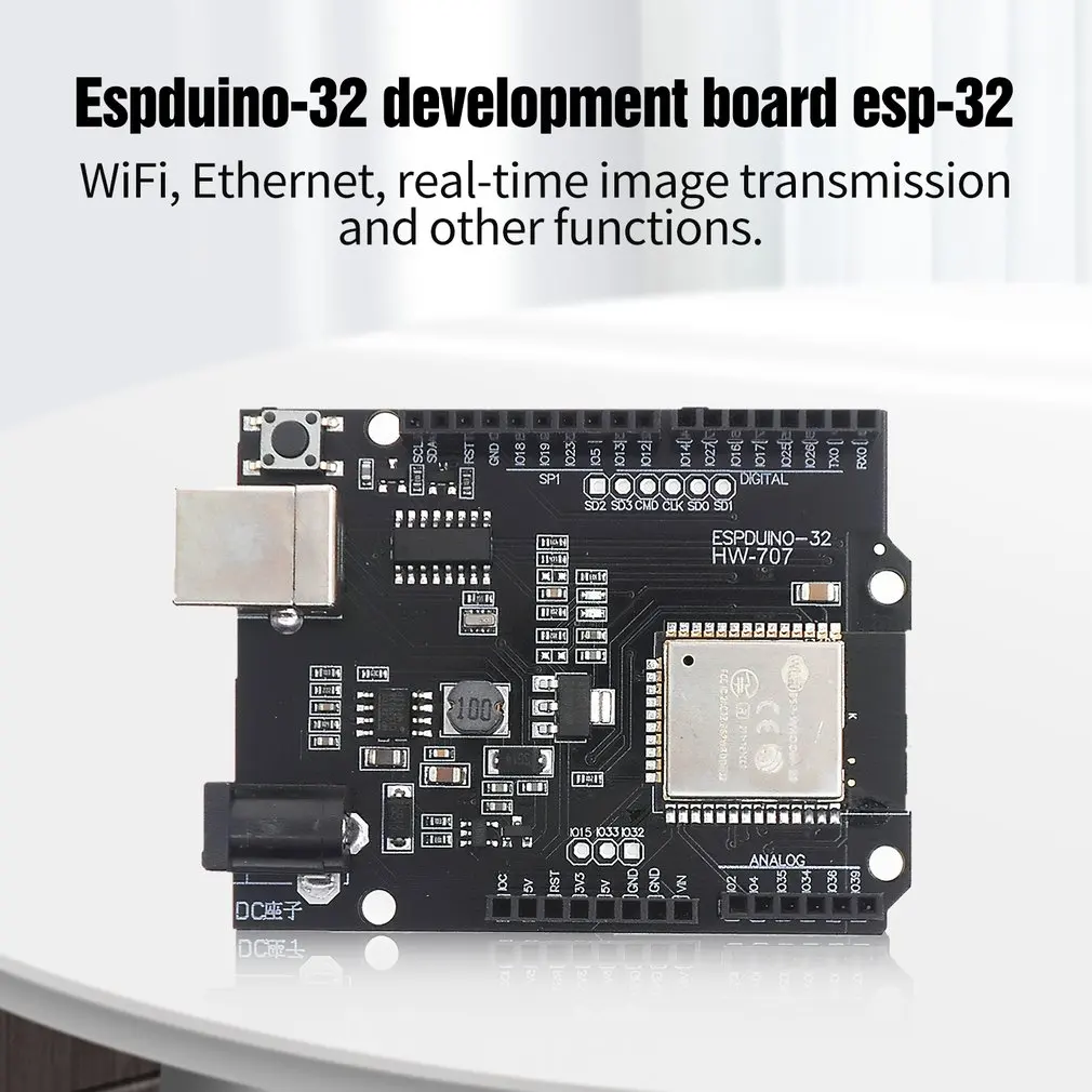 Макетная плата ESP32 с последовательным портом, Wi-Fi Ethernet IoT, беспроводной приемопередатчик с картой, ESPDUINO-32
Макетная плата ESP32 с последовательным портом, Wi-Fi Ethernet IoT, беспроводной приемопередатчик с картой, ESPDUINO-32