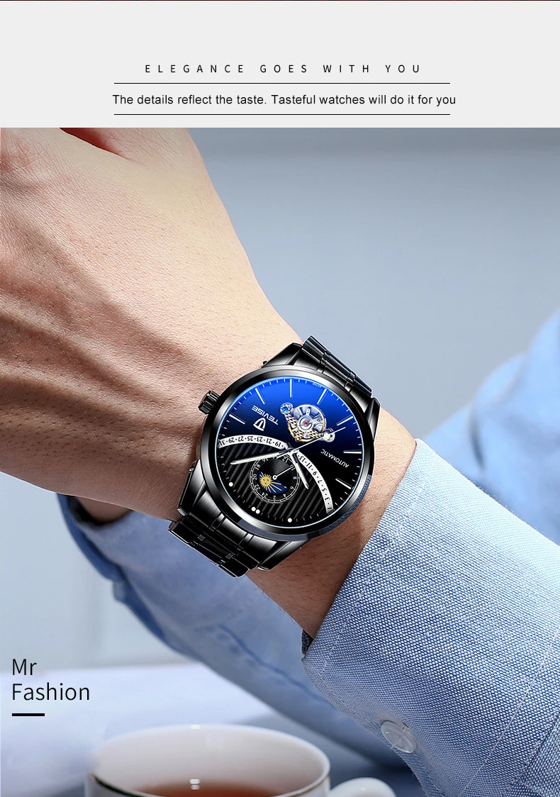 Luxury Automatic Mechanical Men's Watch Stainless Steel Waterproof Watch Creative Fashion Business Clock Relogio Masculino
Luxury Automatic Mechanical Men's Watch Stainless Steel Waterproof Watch Creative Fashion Business Clock Relogio Masculino