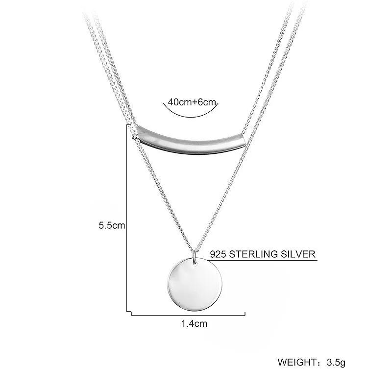 Flyleaf Round Elbow Double Layer Necklaces & Pendants Real 925 Sterling Silver Necklace For Women Fashion Chain Fine Jewelry
Flyleaf Round Elbow Double Layer Necklaces & Pendants Real 925 Sterling Silver Necklace For Women Fashion Chain Fine Jewelry