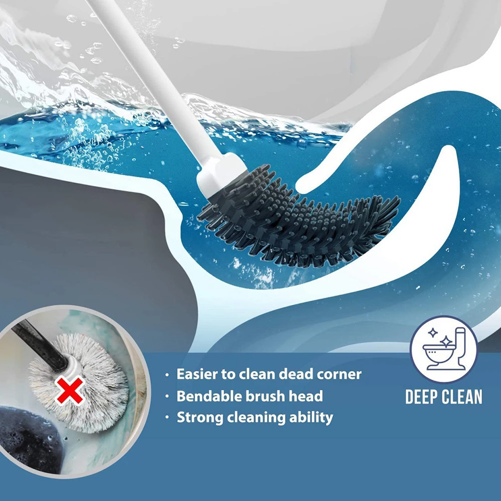Silicone Toilet Brush Soft Bristle Wall-Mounted Toilet Brush Home Cleaning Tool Flexible Soft Bristles Brush With Holder
Silicone Toilet Brush Soft Bristle Wall-Mounted Toilet Brush Home Cleaning Tool Flexible Soft Bristles Brush With Holder